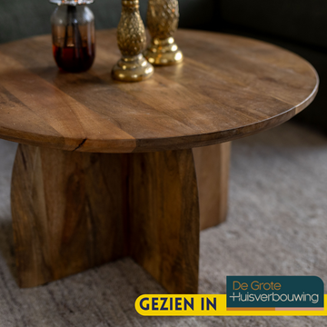 Couchtisch - Mangoholz Massiv, Runde Form, Klare Linie, 70 cm – Tense | Starfurn