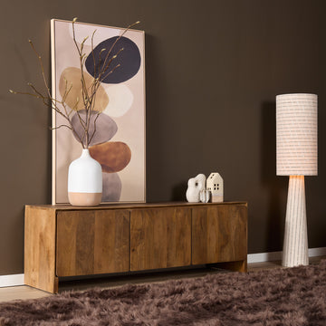 TV-Möbel - Mangoholz Natur, Minimalistisches Design, Drei Türen, 150 cm – Tense | Starfurn