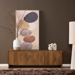 TV-Möbel - Mangoholz Natur, Minimalistisches Design, Drei Türen, 150 cm – Tense | Starfurn