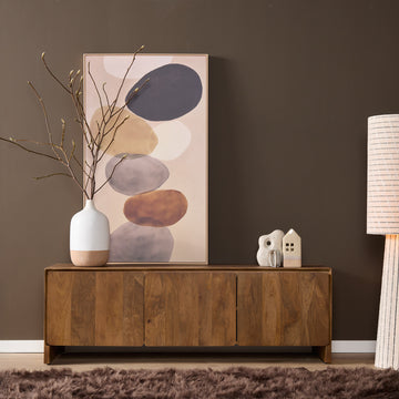 TV-Möbel - Mangoholz Natur, Minimalistisches Design, Drei Türen, 150 cm – Tense | Starfurn
