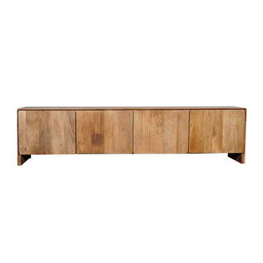 TV Cabinet – Mango Wood, Minimalist Design, Natural Warm Look, Storage with Cabinet Doors – Tense | Starfurn