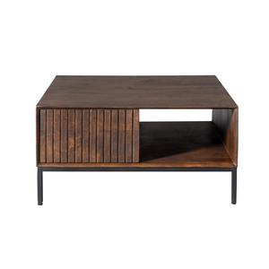 Coffee Table - Square Design, Mango Wood, Metal Frame - Madison | Starfurn