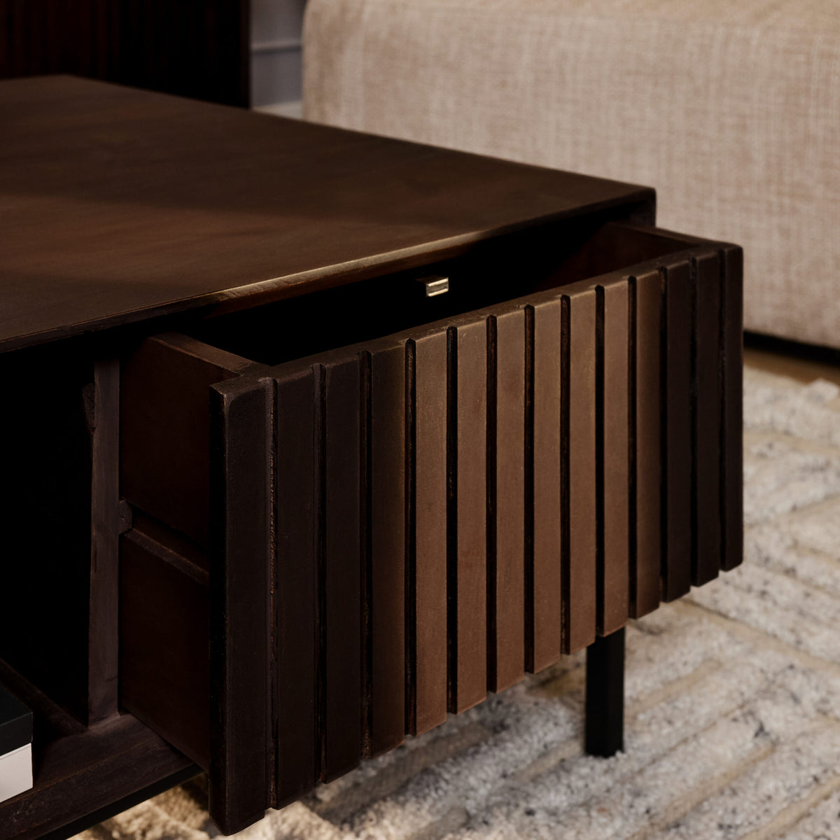Coffee Table - Square Design, Mango Wood, Metal Frame - Madison | Starfurn