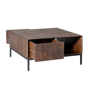 Coffee Table - Square Design, Mango Wood, Metal Frame - Madison | Starfurn