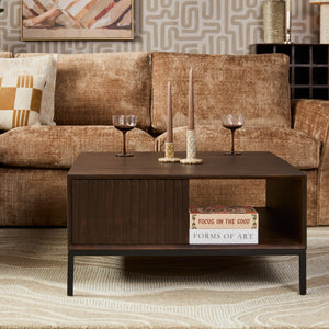 Coffee Table - Square Design, Mango Wood, Metal Frame - Madison | Starfurn