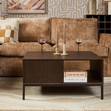 Couchtisch – Quadratisches Design, Mangoholz, Metallgestell – Madison | Starfurn