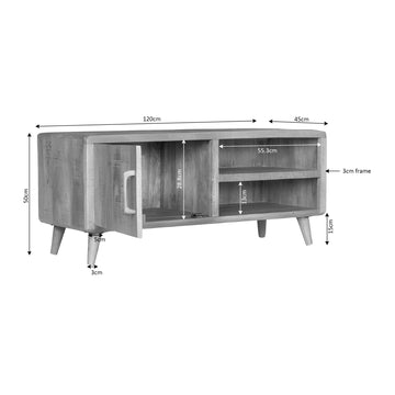 Sideboard - Braunes Mangoholz, Vertikale Lamellenfront, Schwarzes Metallgestell, 210 cm – Madison | Starfurn
