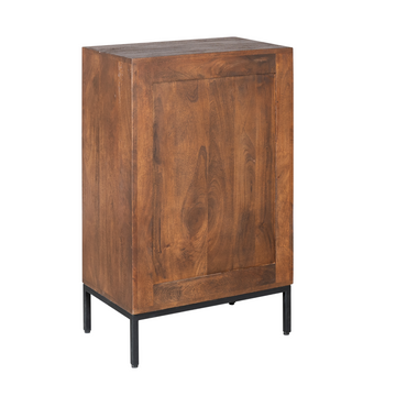 Wine Cabinet – Solid Mango Wood, Black Metal Frame, 15 Bottle Compartments – Madison | Starfurn