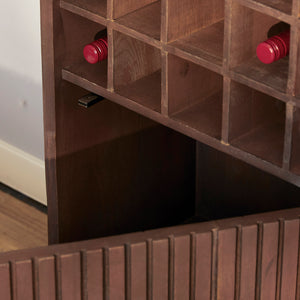Wine Cabinet – Solid Mango Wood, Black Metal Frame, 15 Bottle Compartments – Madison | Starfurn