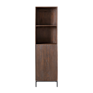 Bookcase – Mango Wood, Vertical Slat Front, Metal Frame – Madison | Starfurn