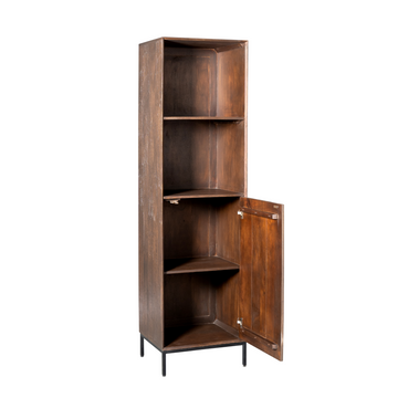 Bücherregal – Mango Holz, Vertikale Lamellenfront, Metallrahmen – Madison | Starfurn