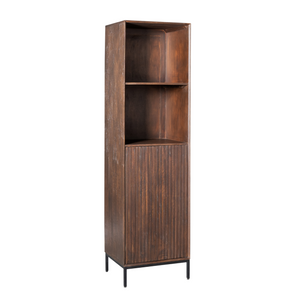 Bookcase – Mango Wood, Vertical Slat Front, Metal Frame – Madison | Starfurn