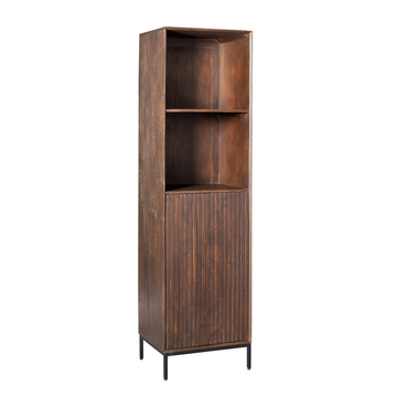 Bücherregal – Mango Holz, Vertikale Lamellenfront, Metallrahmen – Madison | Starfurn