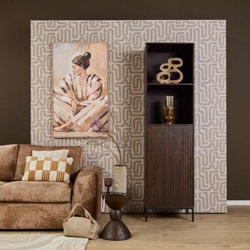 Bücherregal – Mango Holz, Vertikale Lamellenfront, Metallrahmen – Madison | Starfurn