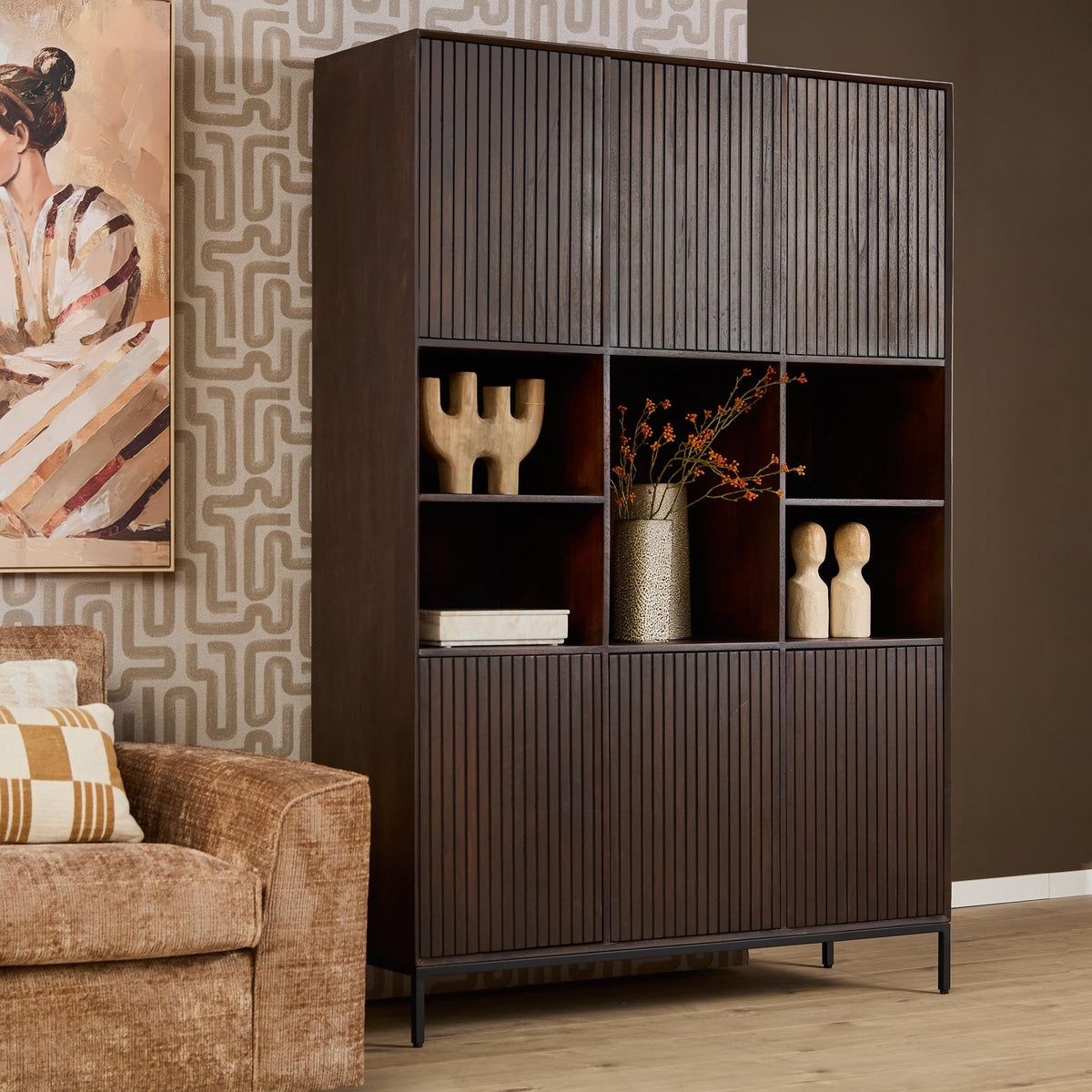 Schrank – Mangoholz, Schwarzmetall, Braunoptik - Madison | Starfurn