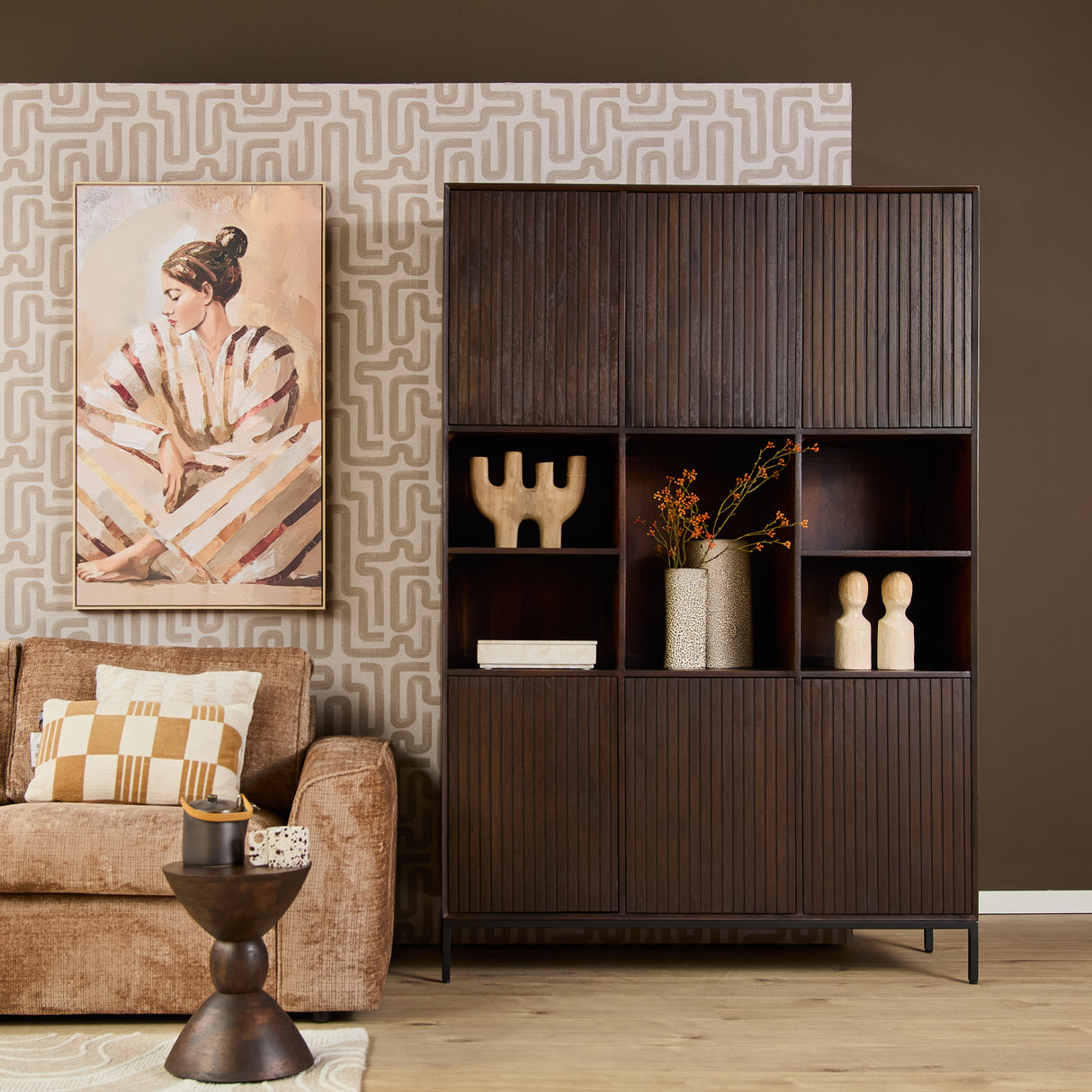 Schrank – Mangoholz, Schwarzmetall, Braunoptik - Madison | Starfurn