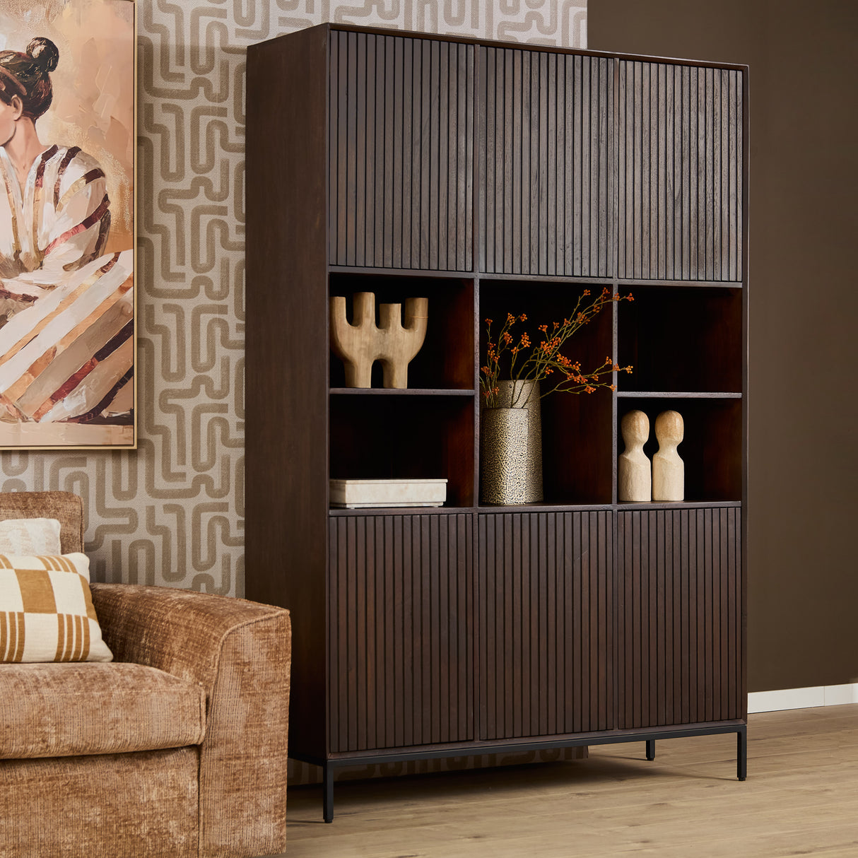 Schrank – Mangoholz, Schwarzmetall, Braunoptik - Madison | Starfurn