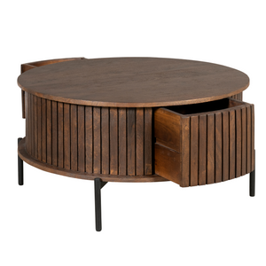 Couchtisch – Mangoholz, Lattenmuster, Braune Oberfläche – Madison | Starfurn
