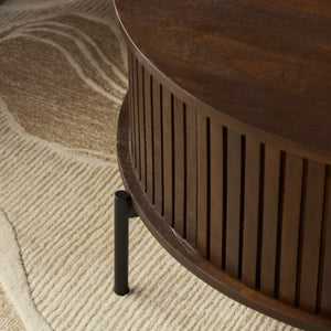 Couchtisch – Mangoholz, Lattenmuster, Braune Oberfläche – Madison | Starfurn
