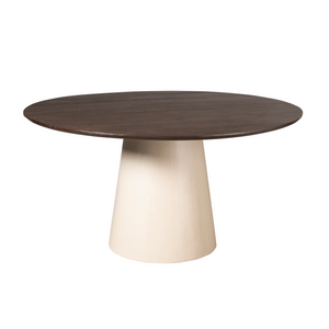 Dining Table – Brown Mango Wood, Round Shape, Solid Wood Base – Madison | Starfurn