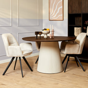 Esszimmertisch - Runde Form, Braunes Mangoholz, Massives Holzgestell, 150 cm – Madison | Starfurn