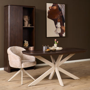 Dining Table - Danish Oval, Mango Wood, Sand Frame - Madison | Starfurn