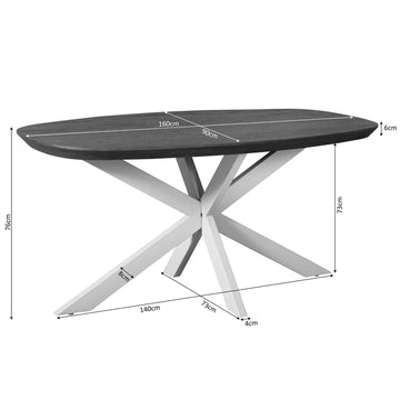 Esszimmertisch - Ovale Form, Braunes Tischblatt, Schwarzes Metallgestell, 160 cm – Madison | Starfurn