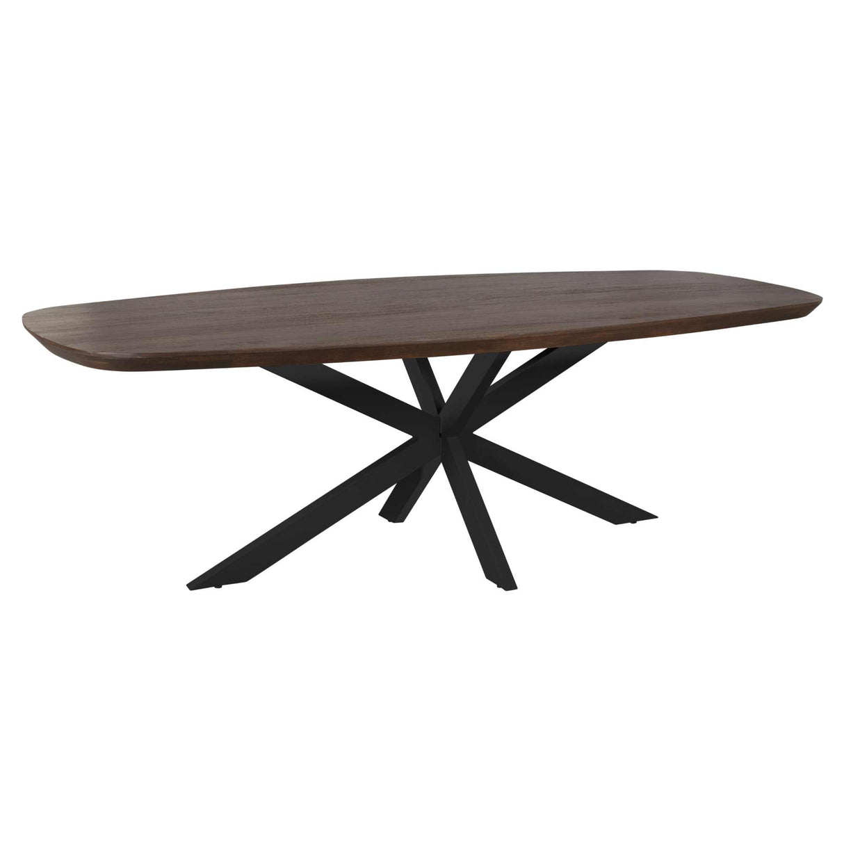 Esszimmertisch - Ovale Form, Braunes Tischblatt, Schwarzes Metallgestell, 200 cm – Madison | Starfurn