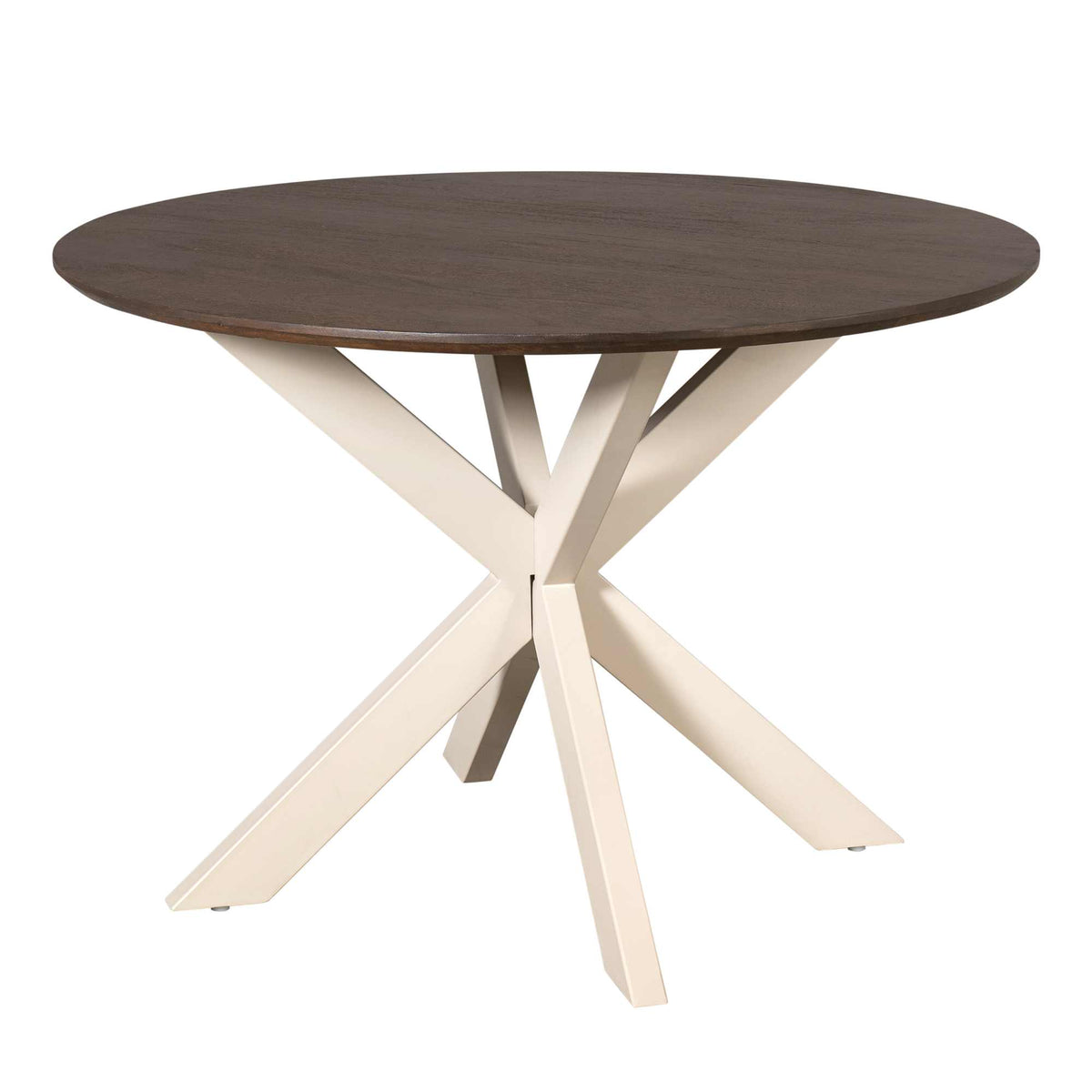 Dining Table – Round Design, Mango Wood Tabletop, Metal Frame – Madison | Starfurn