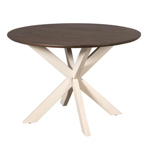 Dining Table – Round Design, Mango Wood Tabletop, Metal Frame – Madison | Starfurn