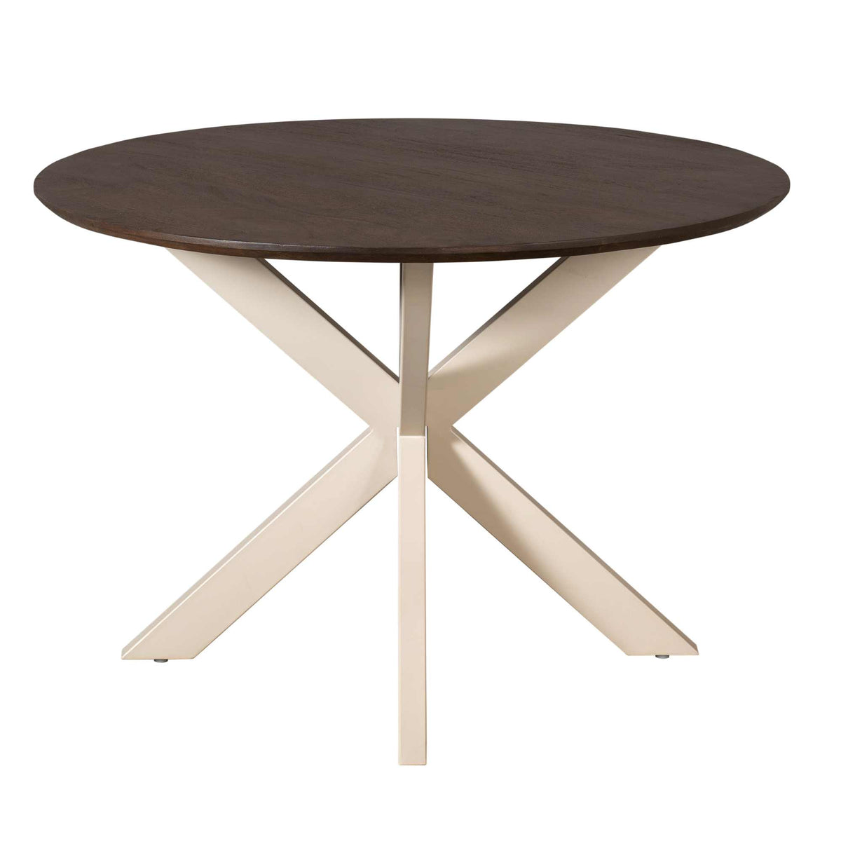 Dining Table – Round Design, Mango Wood Tabletop, Metal Frame – Madison | Starfurn