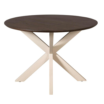 Dining Table – Round Design, Mango Wood Tabletop, Metal Frame – Madison | Starfurn