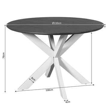 Dining Table – Round Design, Mango Wood Tabletop, Metal Frame – Madison | Starfurn