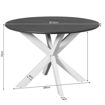 Esszimmertisch - Runde Form, Braunes Tischblatt, Schwarzes Metallgestell, 110 cm – Madison | Starfurn