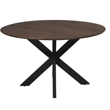 Dining Table – Round Brown Table, Black Metal Legs, Modern Design – Madison | Starfurn