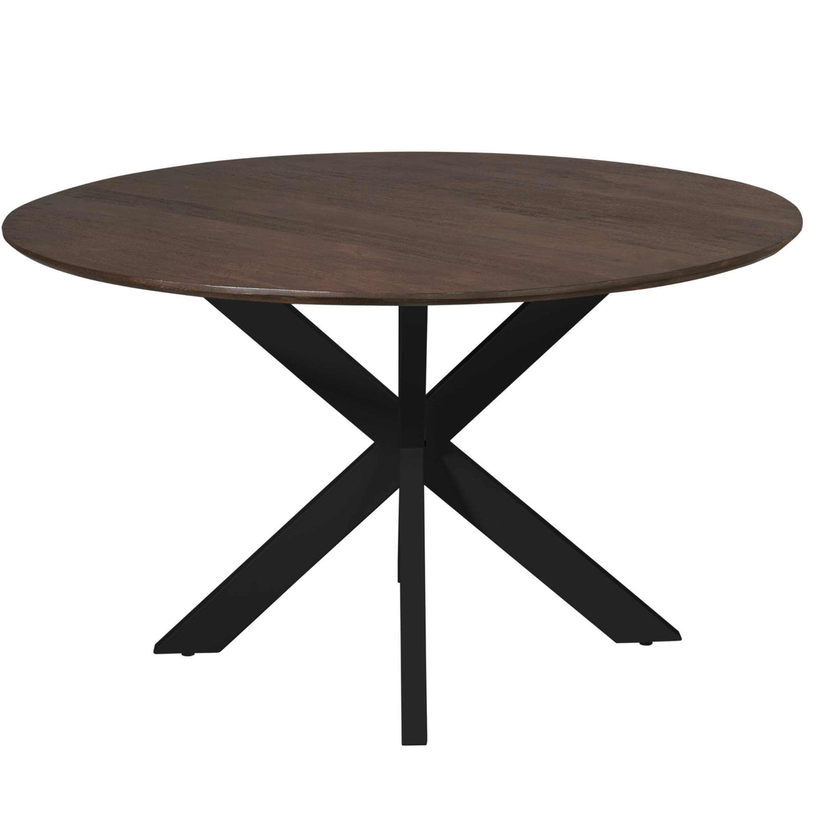 Dining Table – Round Brown Table, Black Metal Legs, Modern Design – Madison | Starfurn