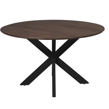 Dining Table – Round Brown Table, Black Metal Legs, Modern Design – Madison | Starfurn