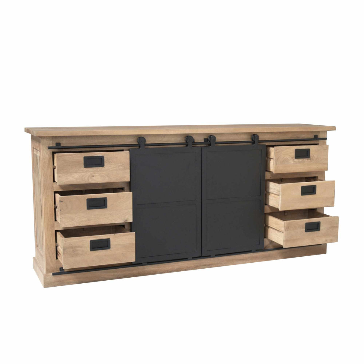 Sideboard – Mango Wood Material, Black Metal Details, Natural Finish – Fresno | Starfurn