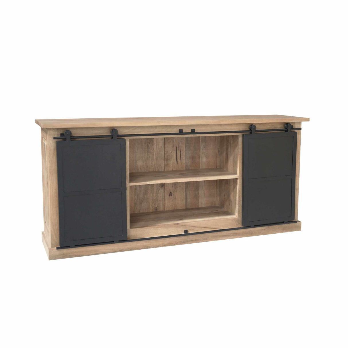 Sideboard – Mango Wood Material, Black Metal Details, Natural Finish – Fresno | Starfurn