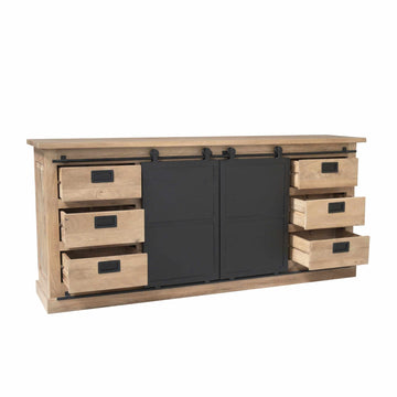 Sideboard – Mango Wood Material, Black Metal Details, Natural Finish – Fresno | Starfurn