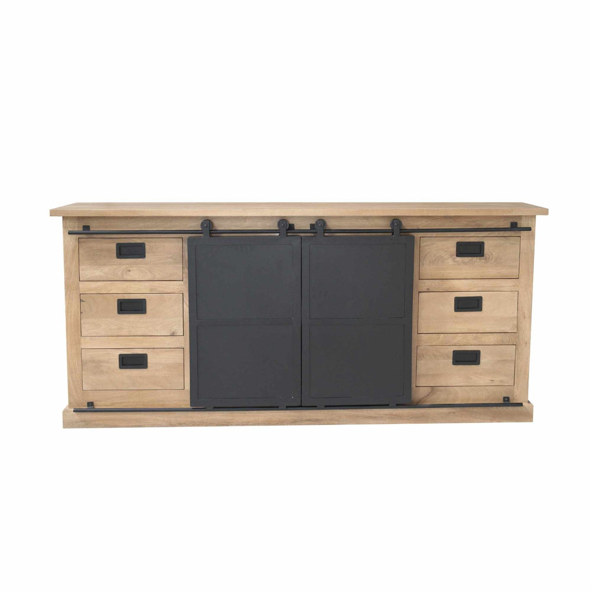Sideboard – Mango Wood Material, Black Metal Details, Natural Finish – Fresno | Starfurn