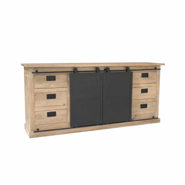 Sideboard – Mangoholz Material, Schwarze Metalldetails, Natürliche Oberfläche – Fresno | Starfurn
