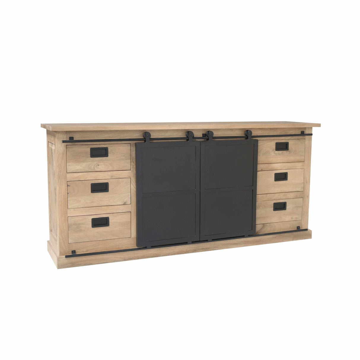 Sideboard – Mango Wood Material, Black Metal Details, Natural Finish – Fresno | Starfurn