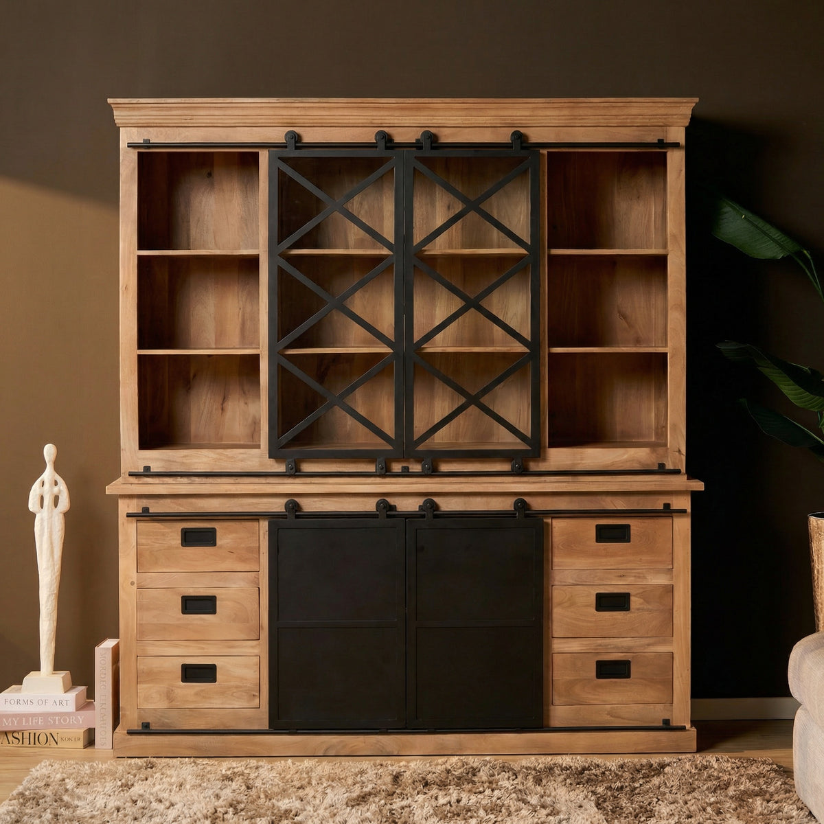 Display Cabinet – Modern Design, Natural Color, Mango Wood – Fresno | Starfurn