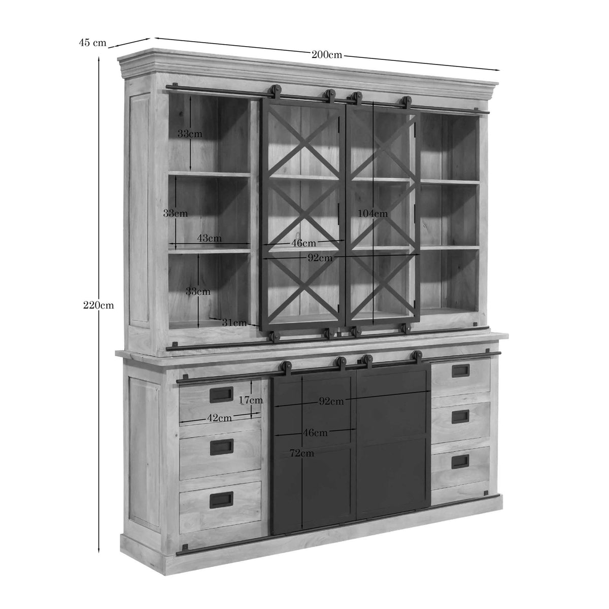 Display Cabinet – Modern Design, Natural Color, Mango Wood – Fresno | Starfurn