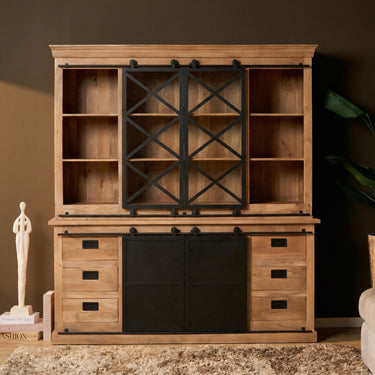 Display Cabinet – Modern Design, Natural Color, Mango Wood – Fresno | Starfurn