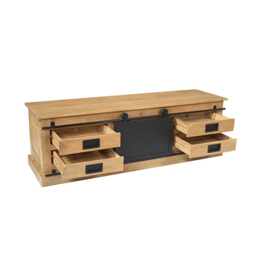 TV Unit - Mango Wood Construction, Metal Frame, Modern Design - Fresno | Starfurn