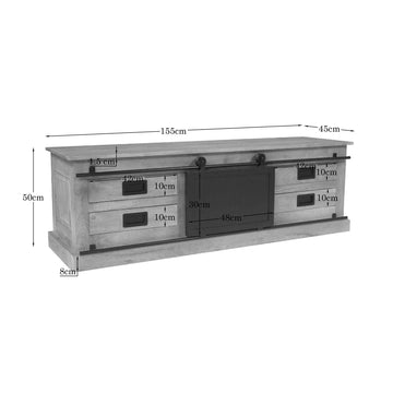 TV Unit - Mango Wood Construction, Metal Frame, Modern Design - Fresno | Starfurn