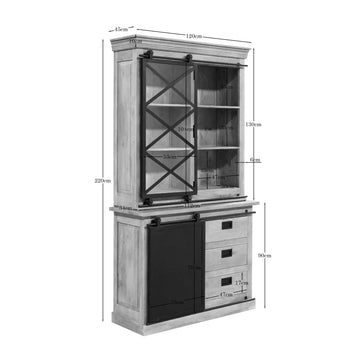 Vitrinenschrank – Mangoholz Korpus, Metallakzente, Natürliche Oberfläche – Fresno | Starfurn