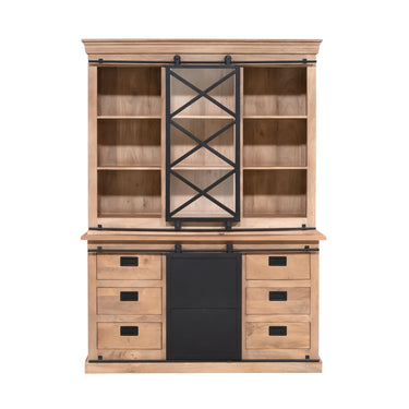 Display Cabinet – Mango Wood, Black Metal, Natural Finish – Fresno | Starfurn